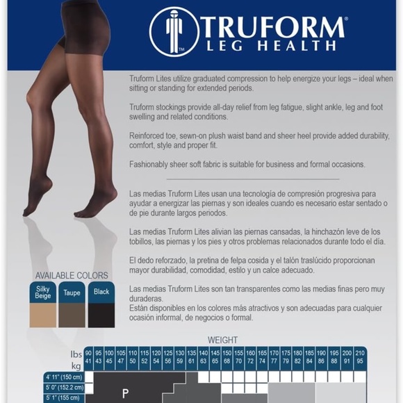 Truform womens 1765 Medical Support Hose Taupe Size M - Picture 3 of 4